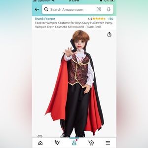 Vampire Costume for Boys (Size M 8-10y)